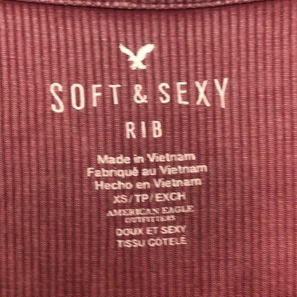 American Eagle Soft&Sexy Rib Lattice Sadie Tank Top Deep Pink Like New XS RM-A - Picture 4 of 6